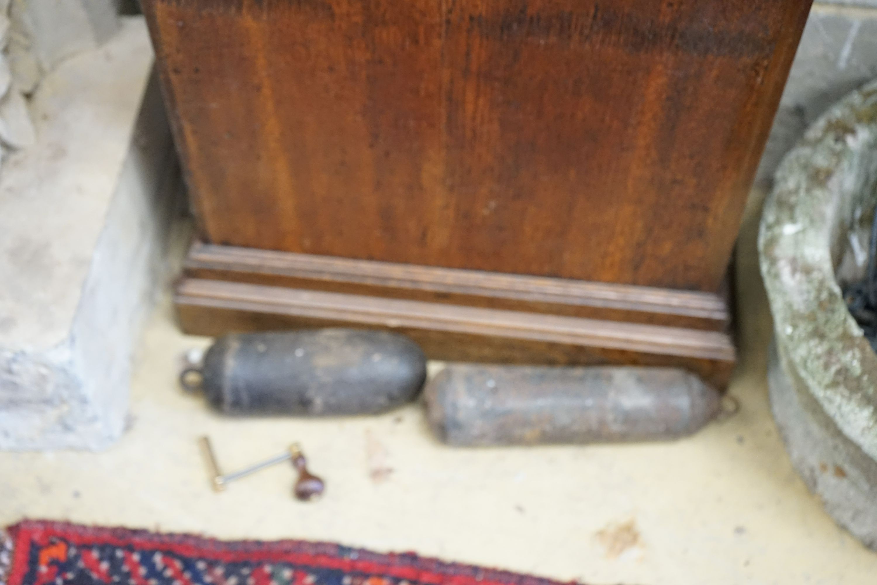 A George III and later oak cased 8 day longcase clock, marked George Dunbar, height 207cm